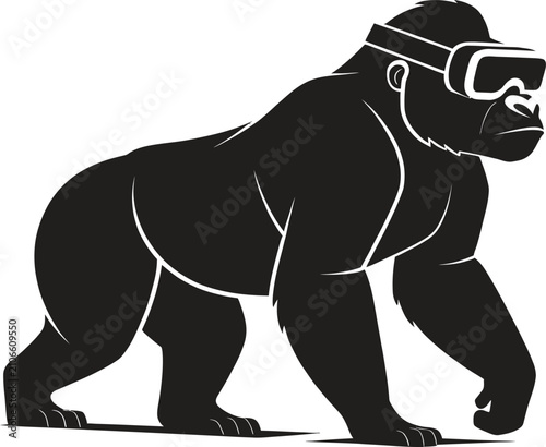 Fotografie vr gorilla  animal vector icon  single isolated ob
