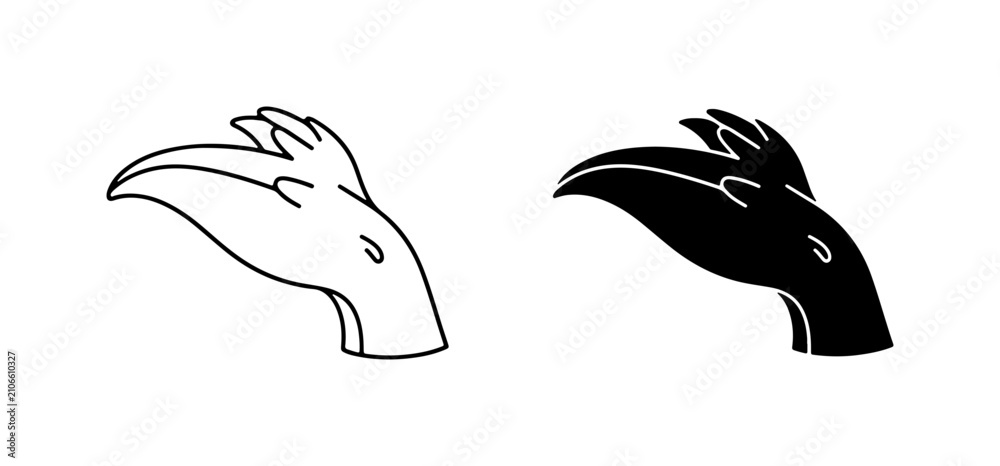 Obraz premium Bird Head Icon, Black and White Vector Graphics, Abstract Animal Symbol