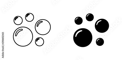 Fotografía Bubbles Icon Set, Outline and Solid, Water Droplets, Spheres, Abstract Shapes