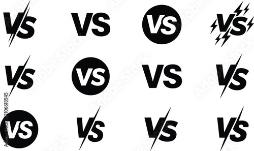 Fotografi Versus vs letters vector icon set for battle competition match challenge tournam