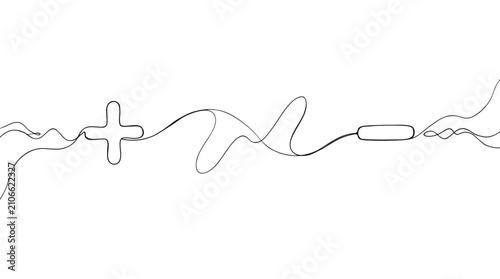 Minimal Continuous One Line Drawing of Medical Cross and Healthcare Symbols