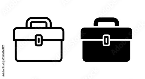 Fényképezés Briefcase Icon Set, Business Travel Luggage, Professional Work Accessory, Vector