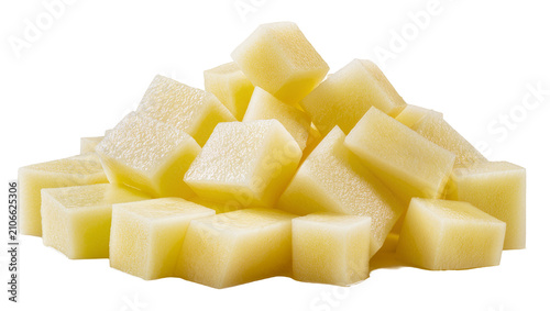 фотографія Isolated fresh diced juicy melon pieces piled up, sweet and healthy fruit snack