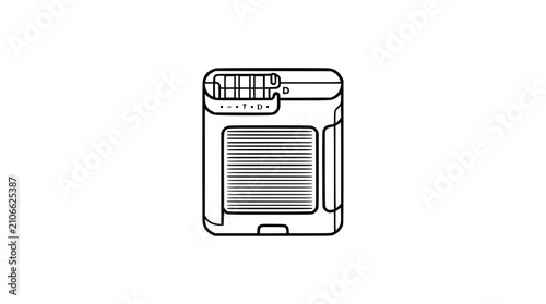 Foto Retro Portable Radio Line Drawing Icon