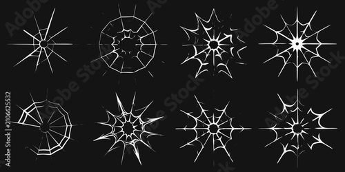 Foto Cracked Patterns Collection White Lines On Black Background