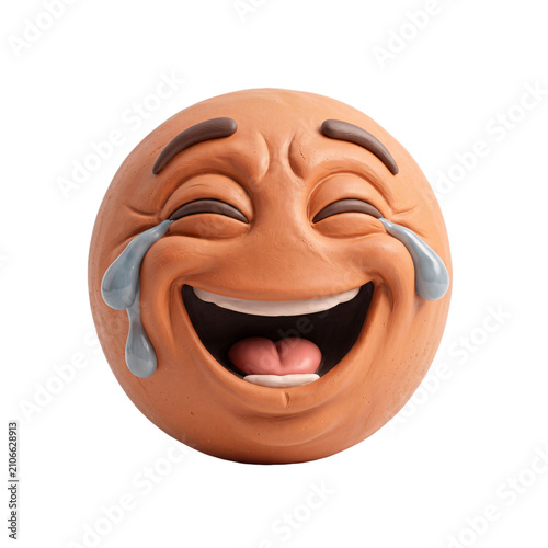 Laughing Emoji Face Sculpture with Tears of Joy.
