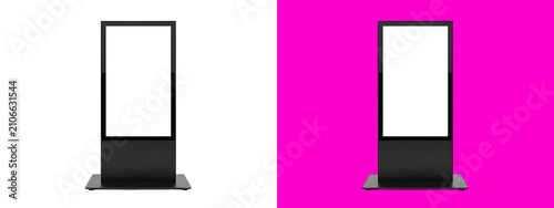 Cuadro en lienzo Standing digital signage kiosk with a blank white vertical screen, black frame,
