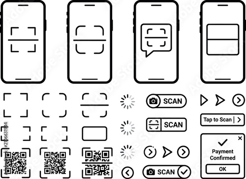 Принти на полотні Mobile phone scanning QR code for digital payment