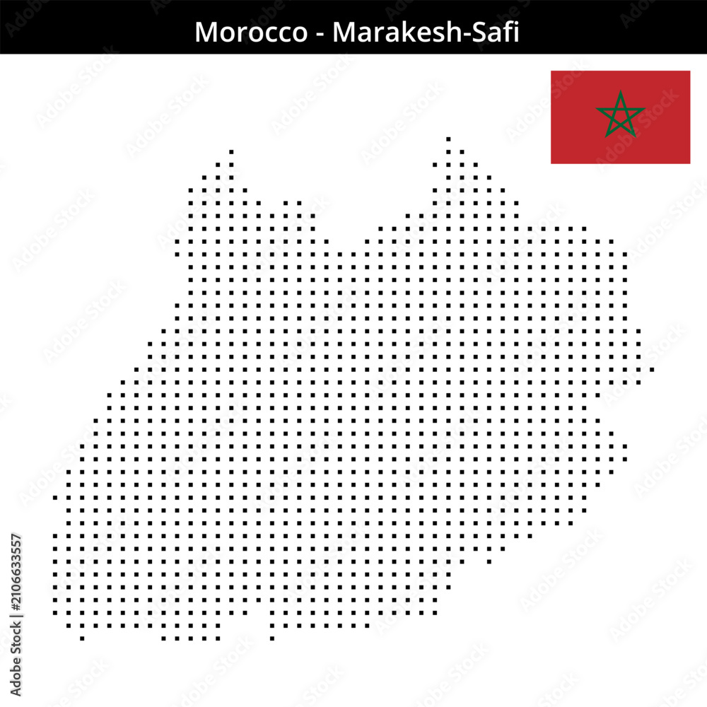 Fototapeta premium Map of Morocco region Marakesh-Safi in small size square dots