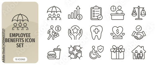 Konstfotografi Employee benefits icon set, business and human resources vector icons, corporate