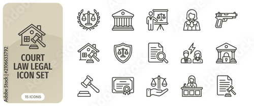 Obraz na plátne Court law legal icon set, vector illustration of justice and judiciary symbols