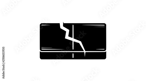 Cracked credit card icon, finance failure, debt concept, payment problem illustration