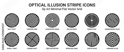 Fotografía Op Art Geometric Stripe Patterns Abstract Circles Collection