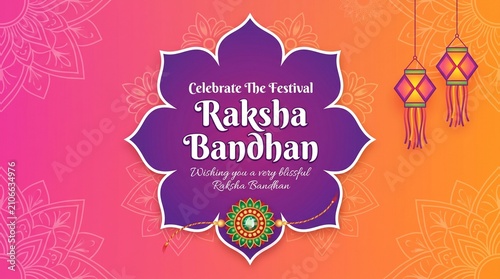 Rakhi Festival Background Design with Creative Rakhi Illustration, Indian festival Raksha Bandhan Vector Illustration with hindi text 'raksha bandhan'