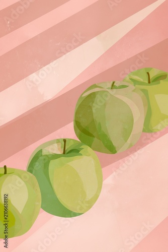 Minimalist Apple Paper Collage Poster, Mid Century Modern Fruit Wall Art, Scandinavian Kitchen Printable
