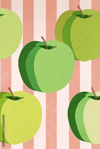 Minimalist Apple Paper Collage Poster, Mid Century Modern Fruit Wall Art, Scandinavian Kitchen Printable