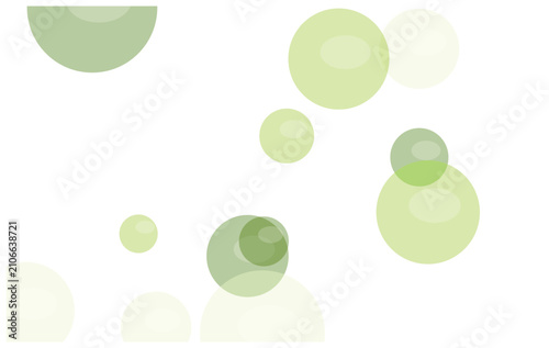 Abstract green circles and bubbles on white background, creating a light and fresh visual effect.