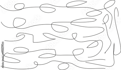 Konstfotografi Continuous black lines create a modern abstract art piece on a pristine white background