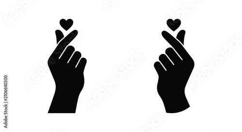 Two hands forming a heart shape with fingers crossed a black silhouette hand gesture finger love symbol affection friendship monochrome