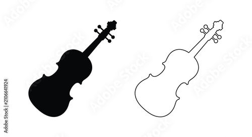 Принти на полотні Violin instrument depiction in black and white silhouette fiddle stringed string