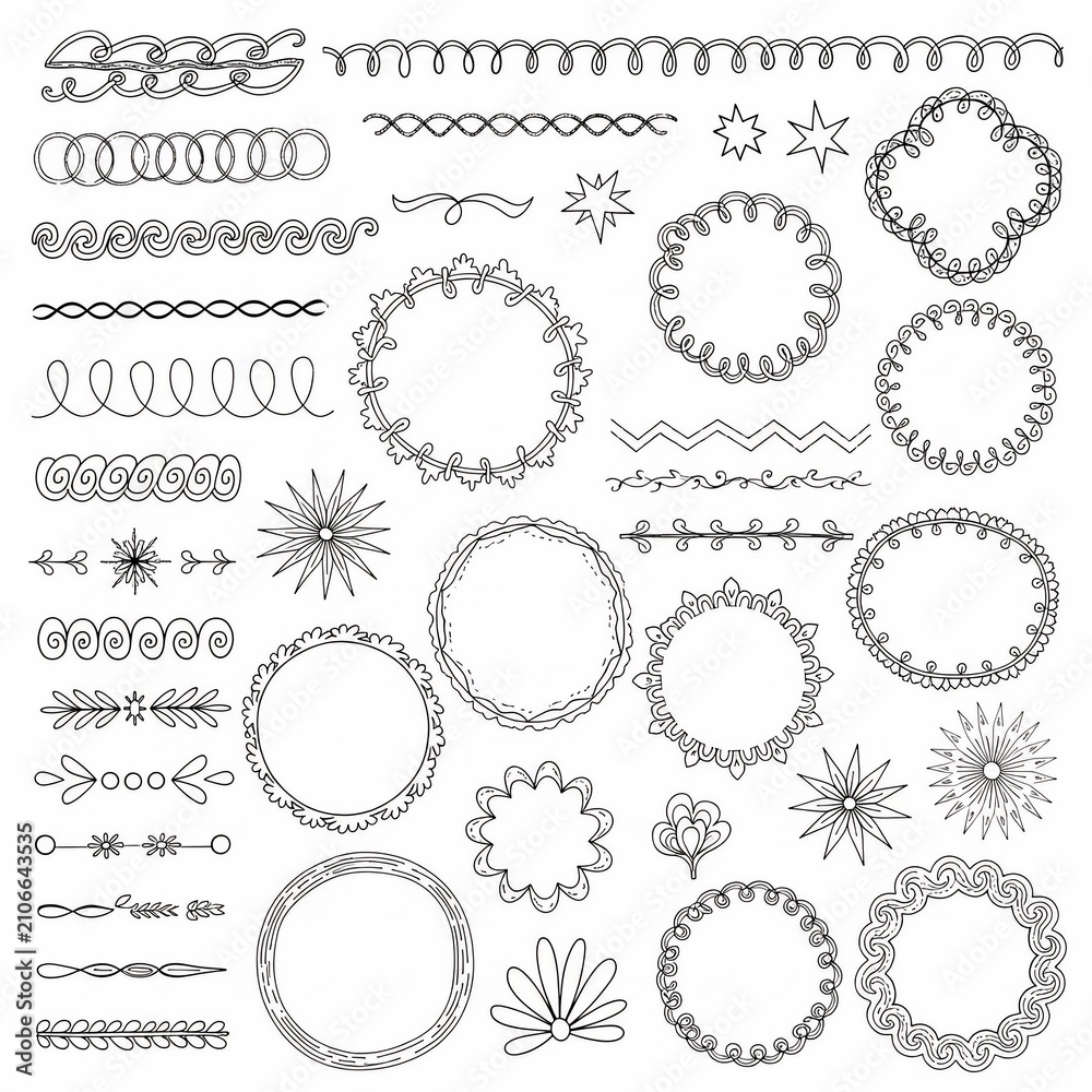 Fototapeta premium Whimsical Hand-Drawn Flourishes: Delicate Ink Details for Elegant Design