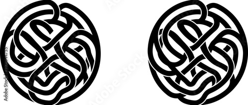 Canvastavla Two identical abstract Celtic knot patterns on white background