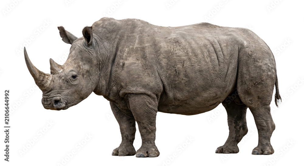 Obraz premium Majestic white rhinoceros stands proudly with its iconic horn and thick skin