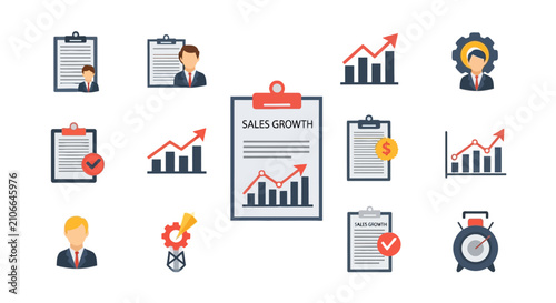 Business sales growth and professional performance icons