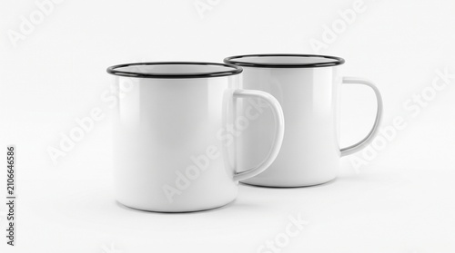 High Quality 3D Enamel Mug For Mockup With White Bakcgournd 
