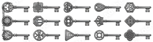 Fotografie Collection of Antique Skeleton Keys with Ornate Bows