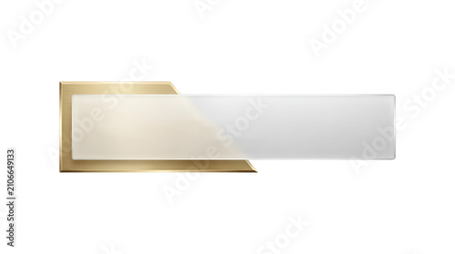Sleek Frosted Glass Name Plate with Brushed Gold Corner Frame for Luxury Video Editing