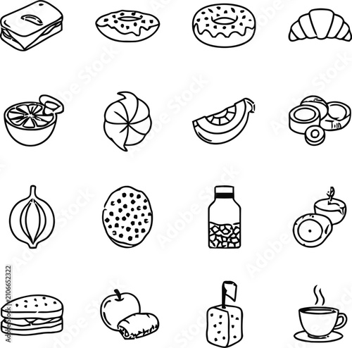 Set of hand drawn food and drink icons