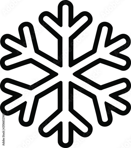 Single snowflake symbol line art icon design with snowflake christmas illustration minimalist background december geometrical decoration seasonal monochrome isolated ornament forecast