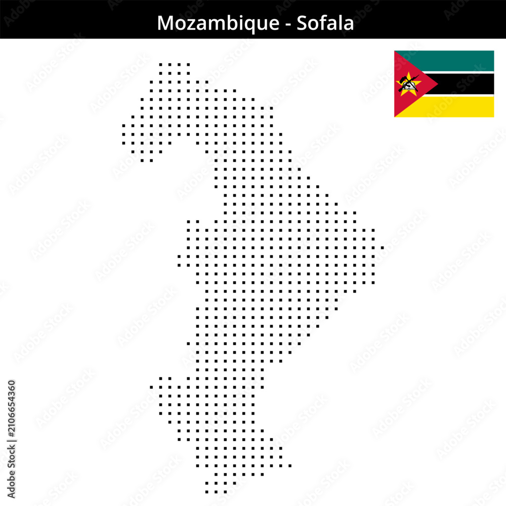 Obraz premium Map of Mozambique region Sofala in small size square dots