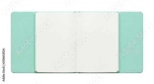 Canvastavla Open blank notebook with a soft mint green cover and clean white pages