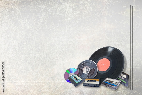 musical background with audio devices