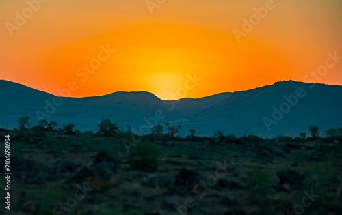 A sunrise view on a summer day in the Mazıdağı district of Mardin.