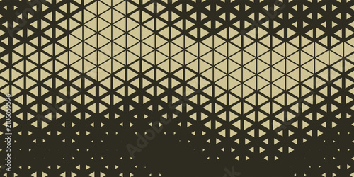 Abstract geometric halftone background with dark golden triangle patter