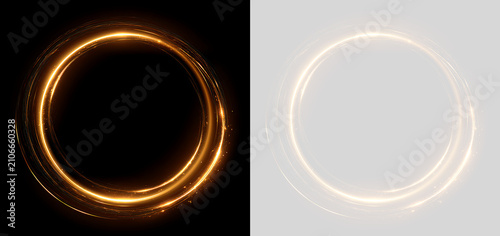 Obraz na plátně Glowing golden circular light effect with sparks