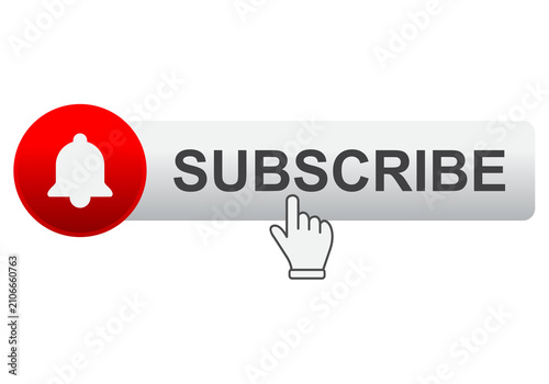 Fotografie subscribe button with hand and bell