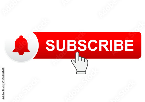 Obraz na płótnie subscribe button with hand and bell