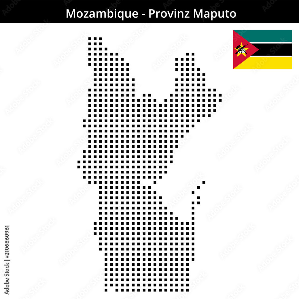 Fototapeta premium Map of Mozambique region Provinz-Maputo in medium size square dots