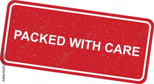 Fotografie Packed with care shipping label design for logistics and packaging