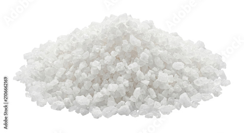 Принти на полотні A pile of coarse sea salt crystals on a white background