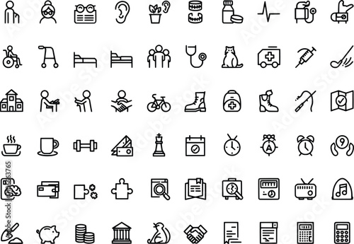 Obraz na płótnie Collection of diverse icons representing various lifestyle and healthrelated act