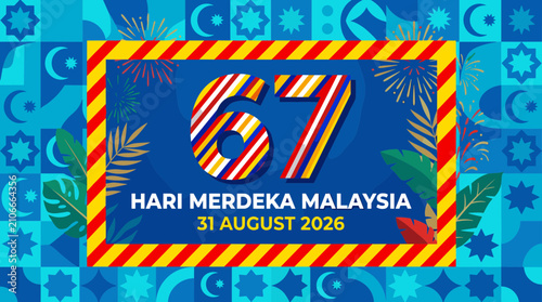 67th Hari Merdeka Malaysia celebration banner.