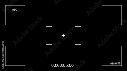 Camera recording screen overlay on black bacground. Recording camera screen interface with alpha channel