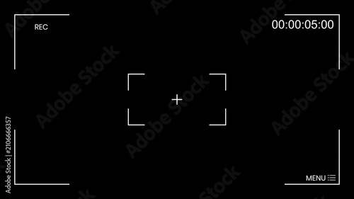 Camera recording screen overlay on black bacground. Recording camera screen interface with alpha channel