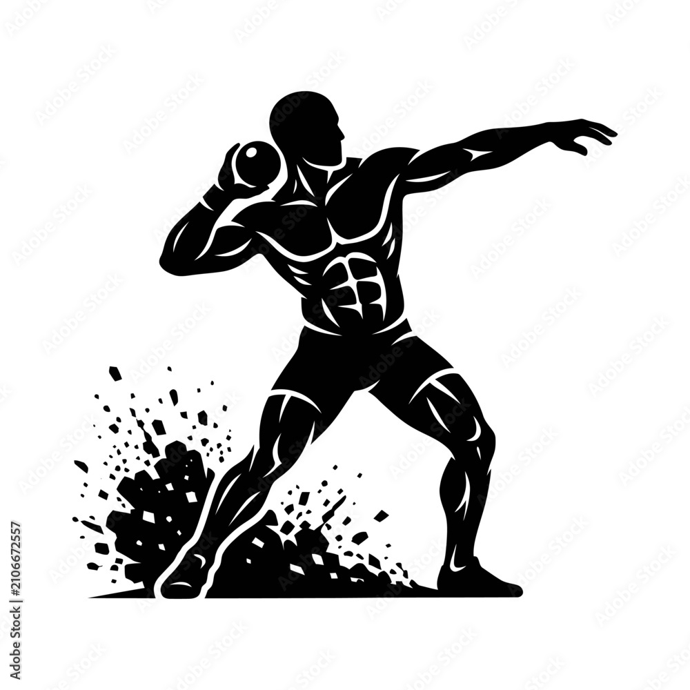 Obraz premium Dynamic Male Boxer in Defensive Stance with Intense Focus.