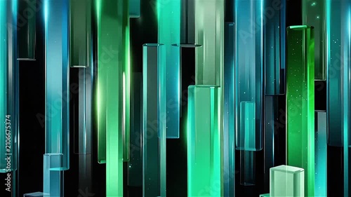Luxurious Mint Green Vertical Light Pillars Seamless Motion Video Background